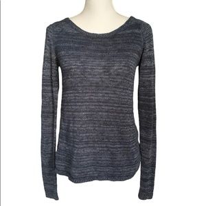 Hollister Sweater Size S Sheer Lace Back Blue Shimmer Metallic Long Sleeve